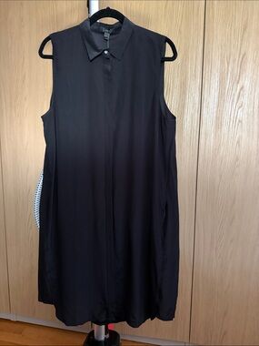 J. Crew 100% Silk Black Sleeveless Collared Tunic With Pockets